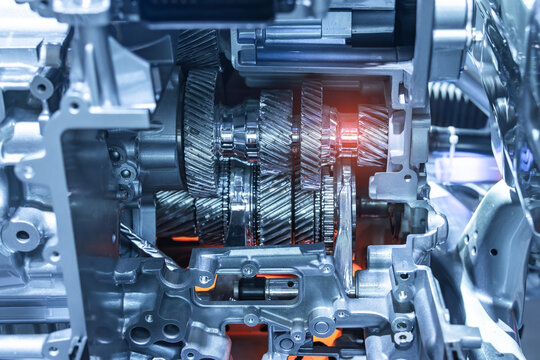 Modern powerful car engine section