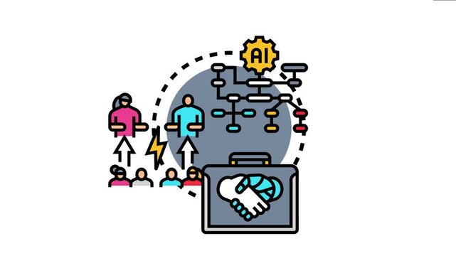 Professional people business authority, leadership, and tenacity within a structured organizational system powered by artificial intelligence and successful teamwork