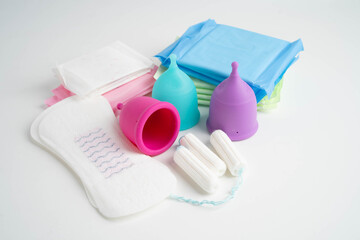 Sanitary hygiene set for women menstrual period cycle protection. © manassanant