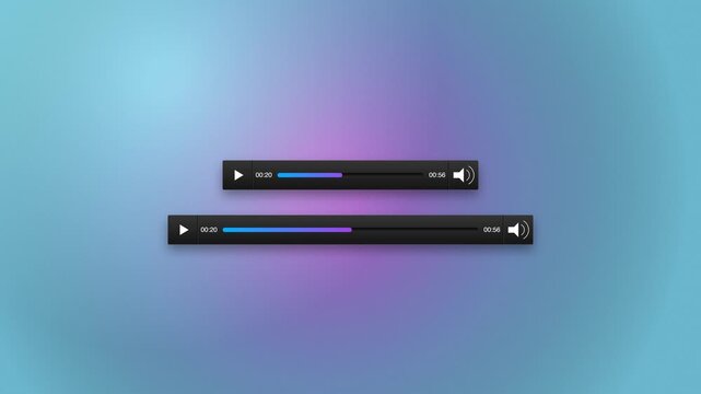 Modern sleek digital video player interface with dark mode aesthetic and motion graphics playback