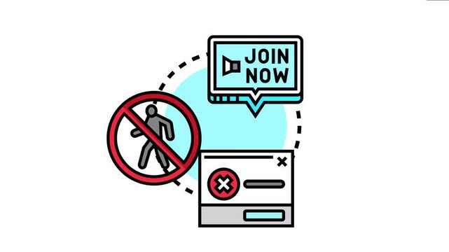 Authorization to view content is a concept visualizing restricted access, typically requiring joining or registration, with symbols of denial and an error window