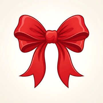 Red cartoon silk bow illustration on white background for gift packaging and cards.