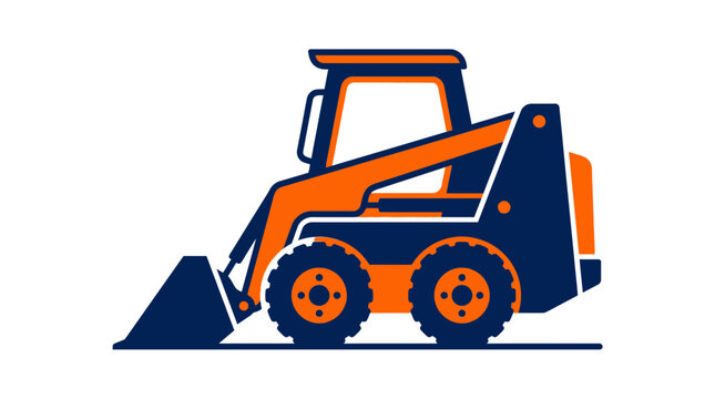 Industrial skid steer loader construction vehicle illustration.