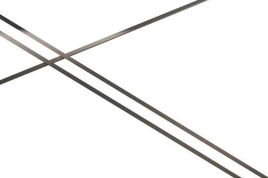 3d render of abstract metallic silver lines intersecting isolated on transparent background