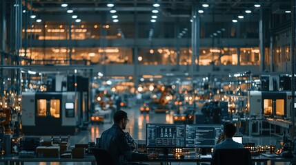 Fototapeta premium Engineers in Futuristic Automated Smart Factory