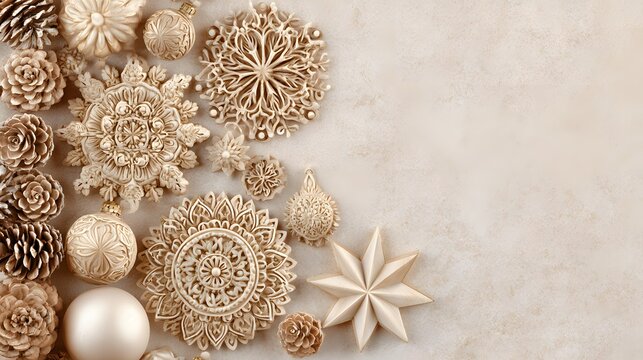 A wallpaper featuring brown-toned ornaments arranged against a subdued brown background, with space for text.