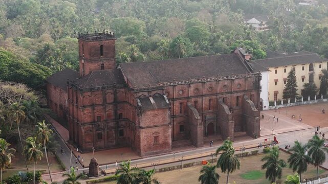 Basilica of bom jesus in old goa, an aerial view of the historic unesco world heritage site church in india