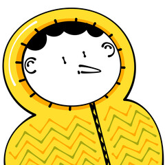 Kid Yellow Hoodie Boy Confused Illustration