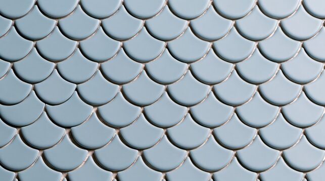 Glossy Blue Fish Scale Tile Pattern