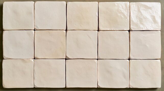 White Handmade Zellige Tile Wall Texture