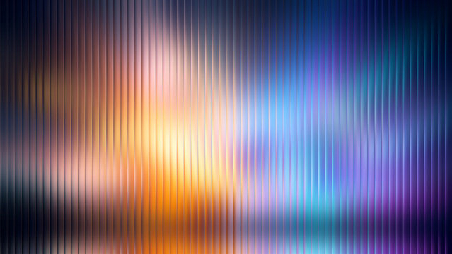 Abstract blurred lights with vertical textured glass during twilight creating a vibrant bokeh effect for backgrounds