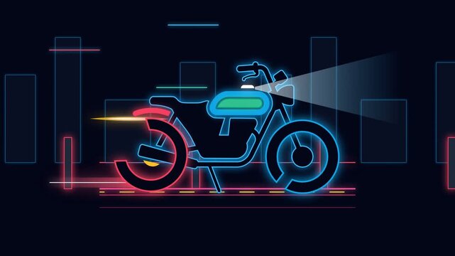 Animation motorcycle bike 3d in rendering cyberpunk neon of light vehicle futuristic design digital