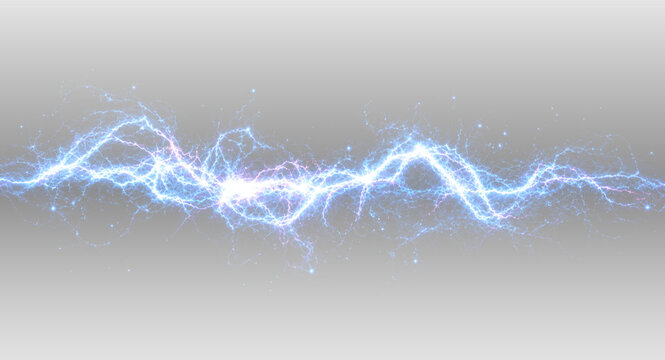 Electric blue lightning PNG transparent overlay with radiant branching energy effect, on transparent background