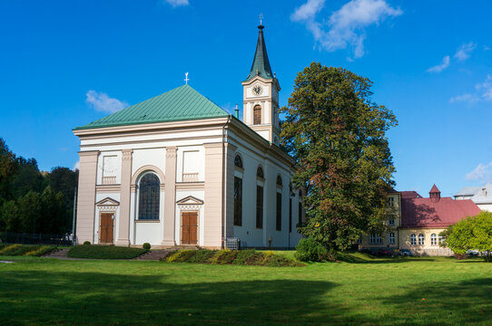 Church of the Apostles Peter and Paul (kości&oacute;ł Apostoł&oacute;w Piotra i Pawła), back side, Evangelical-Augsburg parish was built as a Neoclassical. Wisła, Poland.
