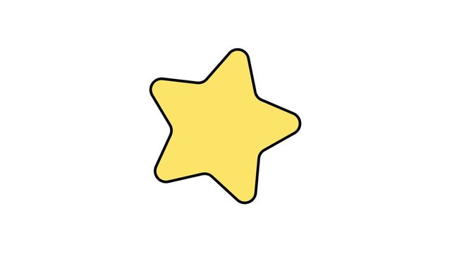 A vibrant yellow five-pointed star with a distinct black outline, a versatile graphic symbol representing excellence, achievement, and top quality on a clean white background