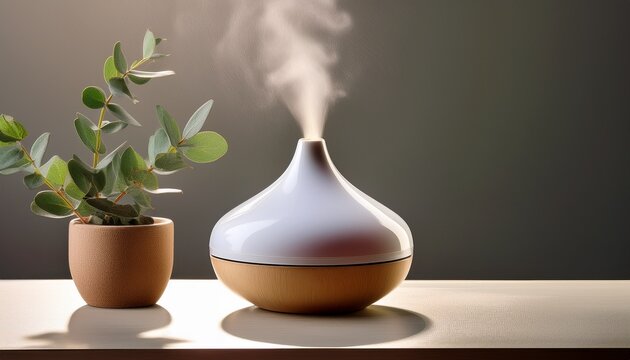 Ceramic essential oil diffuser with eucalyptus sprig