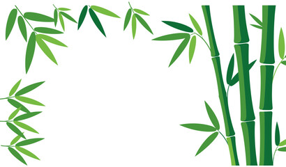 Naklejka premium Green Bamboo Stems and Leaves Decorative Frame Border Background Vector Design for Asian Culture and Nature Concepts