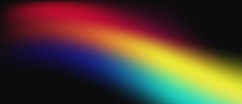 Gradient spectrum light leak with copy space on black background