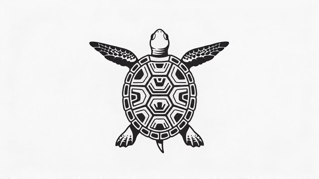 Monochrome sea turtle animation on