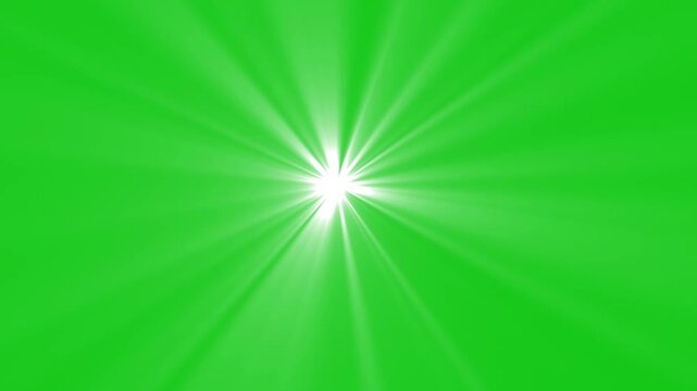 Bright lens flare effect on green screen background. abstract light background with light rays animation. White sun flare star light glow shining rays effect, Abstract sun ray light animation.