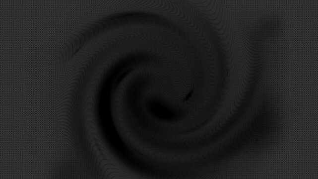Pattern of dots swirl vortex animation forms spinning particle webs. Dots swirl vortex abstract layout features deep swirling motion tracks. Vortex pattern is sleek.