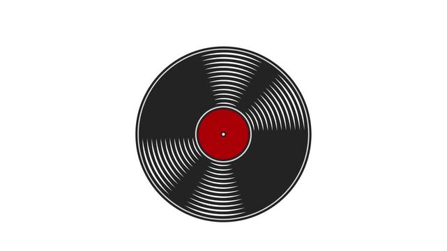 Artistic hand-drawn vinyl record illustration, black with a vibrant pink center, capturing the essence of nostalgic analog sound and retro music