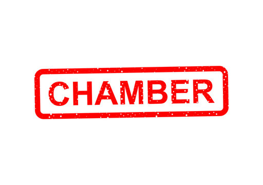 Red chamber stamp with text on clean background illustration