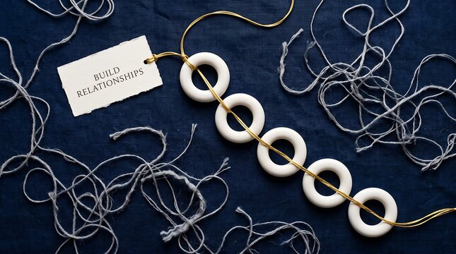 Build relationships concept with rings on a string