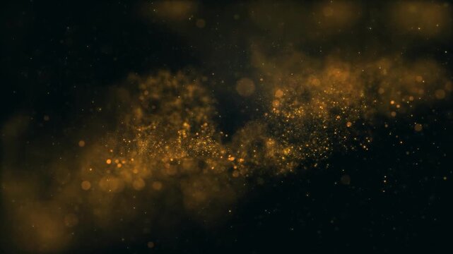 Golden glitter countdown timer with shining number one on dark background with video cinematic countdown