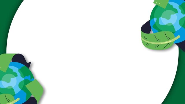 Green Environmental Cleanup Background with Earth Globes and Leaves for Eco Friendly Projects.