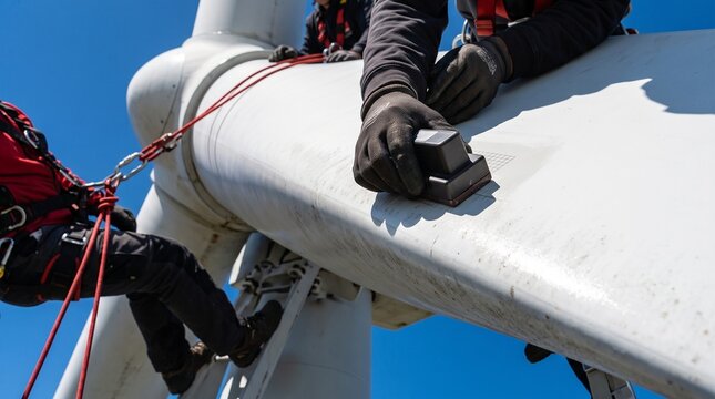 Composite testing on a wind turbine blade at height