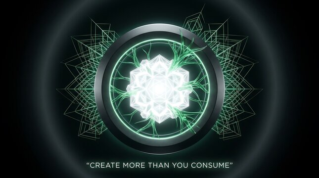 Abstract geometric circle with digital light and text