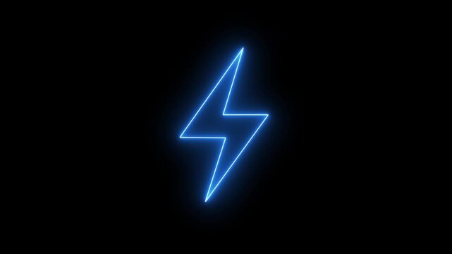 Neon line Energy electricity lighting bolt sign icon. neon battery charging icon animation, Neon bolt sign. neon lightning bolt, 4k motion video