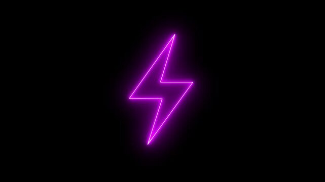 Neon line Energy electricity lighting bolt sign icon. neon battery charging icon animation, Neon bolt sign. neon lightning bolt, 4k motion video