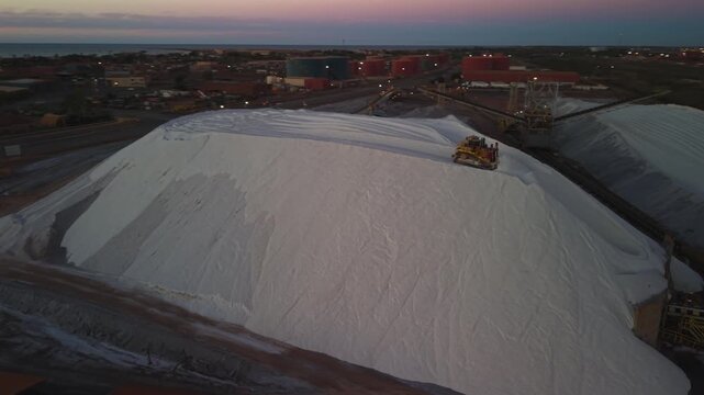 Port Hedland Resources Shipping Aerial excavators on salt mound