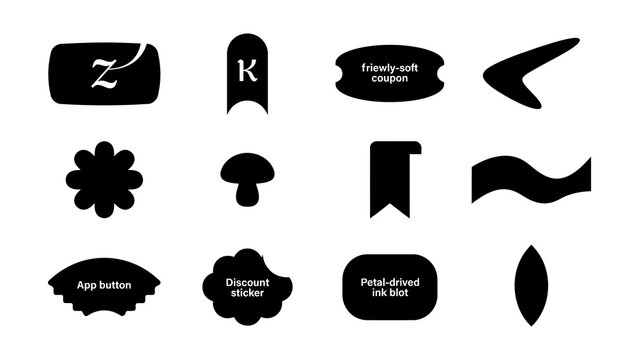 Black Transparent Background Abstract Shapes and Graphic Icons Collection Set