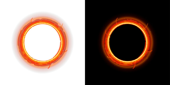Glow Burning Fire Circle Transparent PNG Overlay, on transparent background
