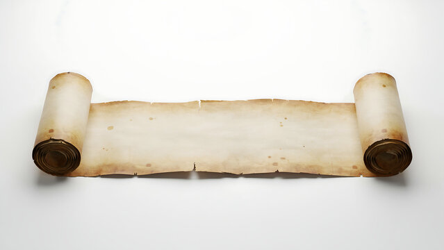 Old vintage paper scroll isolated on white background