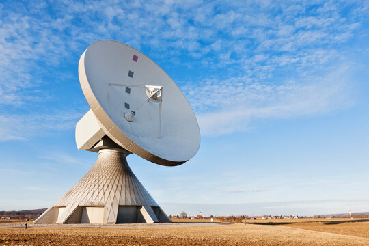 Germany, Bavaria, Raisting, View of antennas at earth station