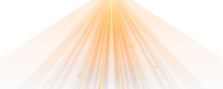 Golden Light Rays Burst with Glowing Particles and Radiant Energy Isolated Transparent Background