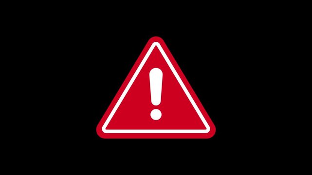 Danger road warning sign, caution signal icon animation. Animation of Warning attention icon signal , alert , risk , safety, danger road warning sign. Alert warning sign Exclamation symbol.