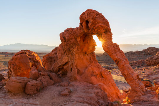USA, Nevada, Valley of Fire State Park, Elephant Rock, sandstone and limestone rocks