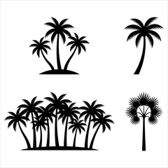 Fototapeta premium Minimal Tropical Palm Tree Graphics, Coconut Palm Tree Golden Silhouette Collection