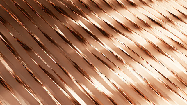 Abstract Shiny Copper Metallic Diagonal Stripes Texture Background
