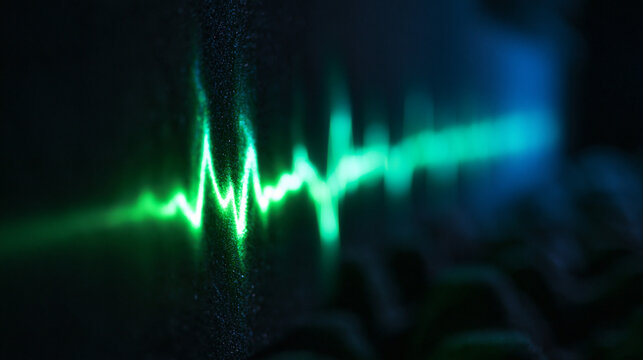 Glowing Green Heartbeat Pulse Line on Dark Background