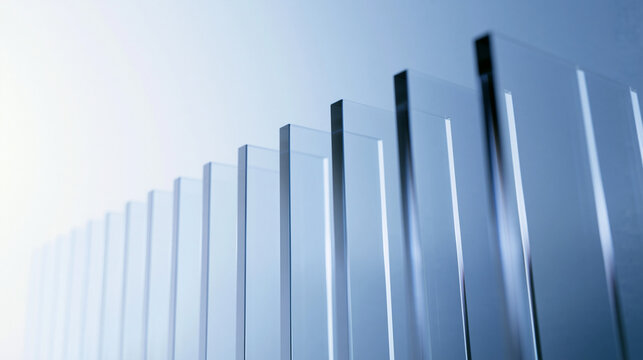 Row of Thick Glass Sheets for Industrial Glazing