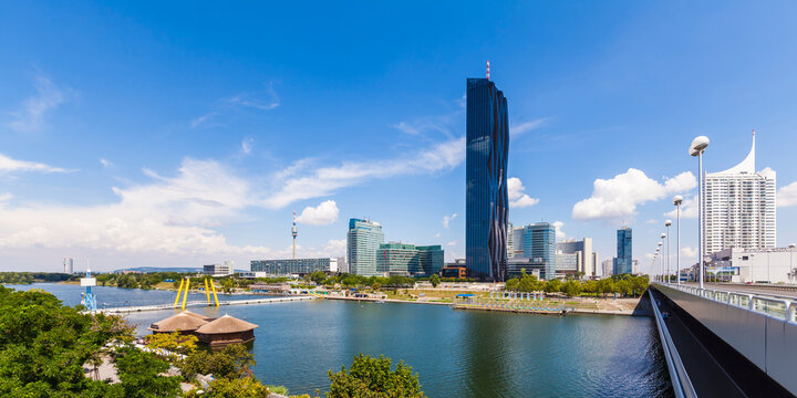 Austria, Vienna, Donau City with Donauturm and DC Tower 1