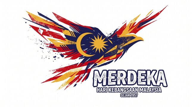 Malaysia independence day merdeka eagle graphic isolated on white background