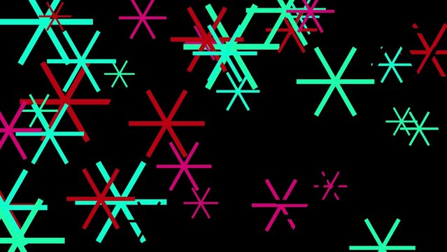 Abstract Cyan Red Magenta Geometric Star Pattern Background