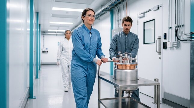 Quantum engineering team transfers a completed cryogenic module